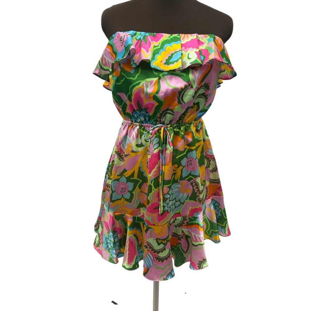 Baltic Born Braiden Short Tropical Floral Print Mini Strapless Dress Size M
